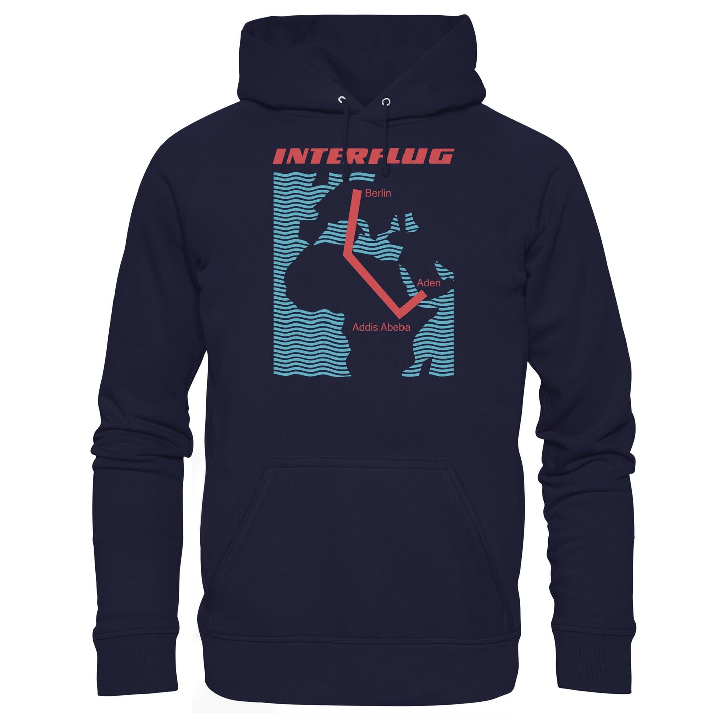 DDR Ostalgie Kapuze / Hoodie Unisex • INTERFLUG BERLIN - ADDIS ABEBA (ORIGINAL SONDERSTEMPEL)