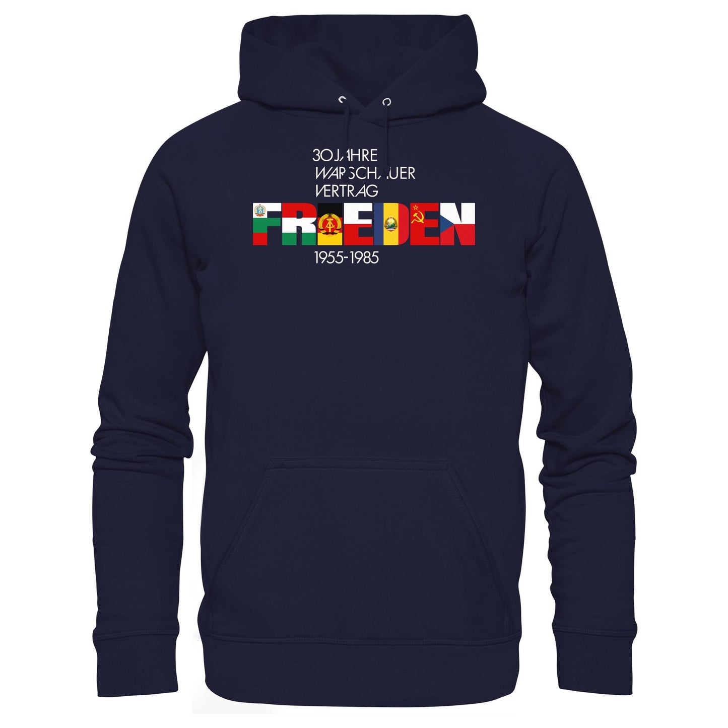 DDR Ostalgie Kapuze / Hoodie Unisex • FRIEDEN - 30 JAHRE WARSCHAUER VERTRAG (DDR-BRIEFMARKE)