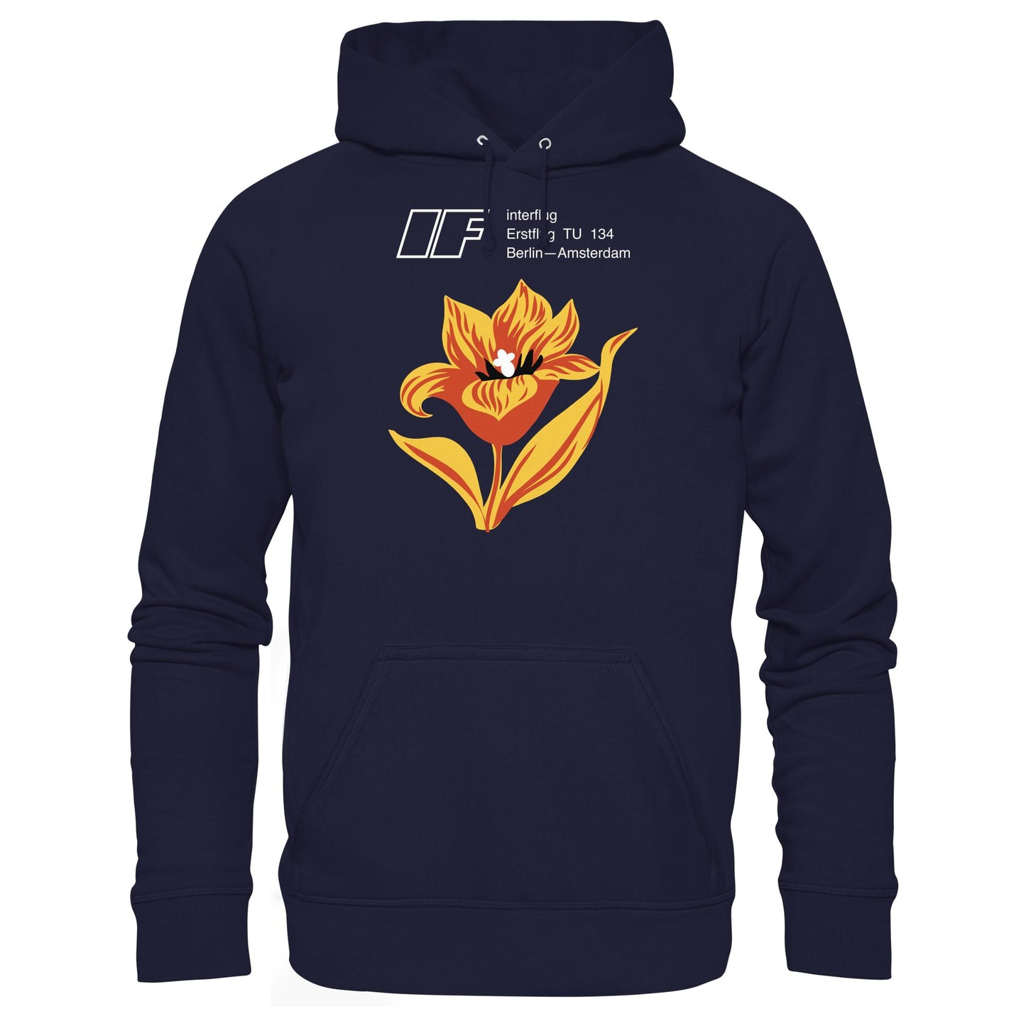DDR Ostalgie Kapuze / Hoodie Unisex • INTERFLUG BERLIN - AMSTERDAM (ORIGINAL SONDERSTEMPEL)