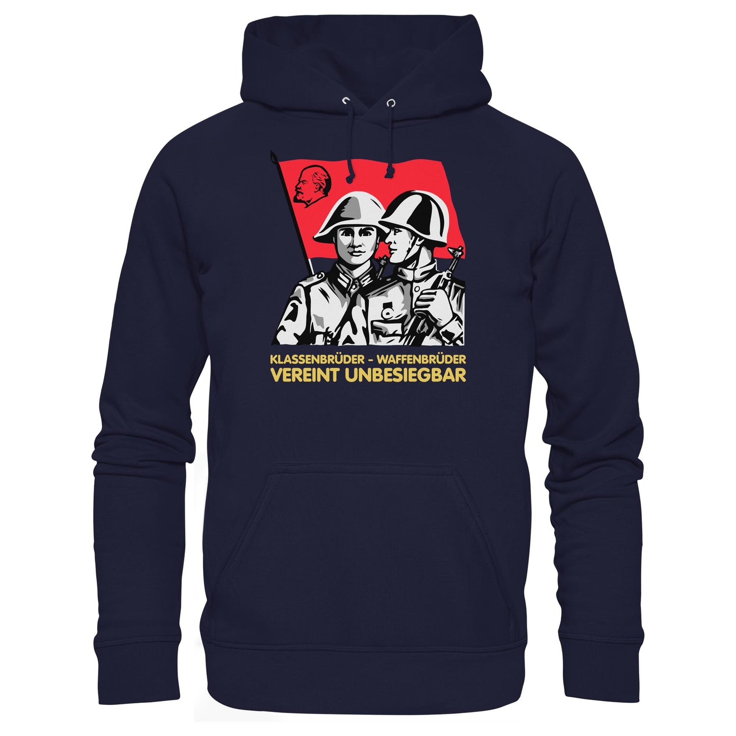 DDR Ostalgie Kapuze / Hoodie Unisex • KLASSENBRÜDER WAFFENBRÜDER - VEREINT UNBESIEGBAR (NVA)