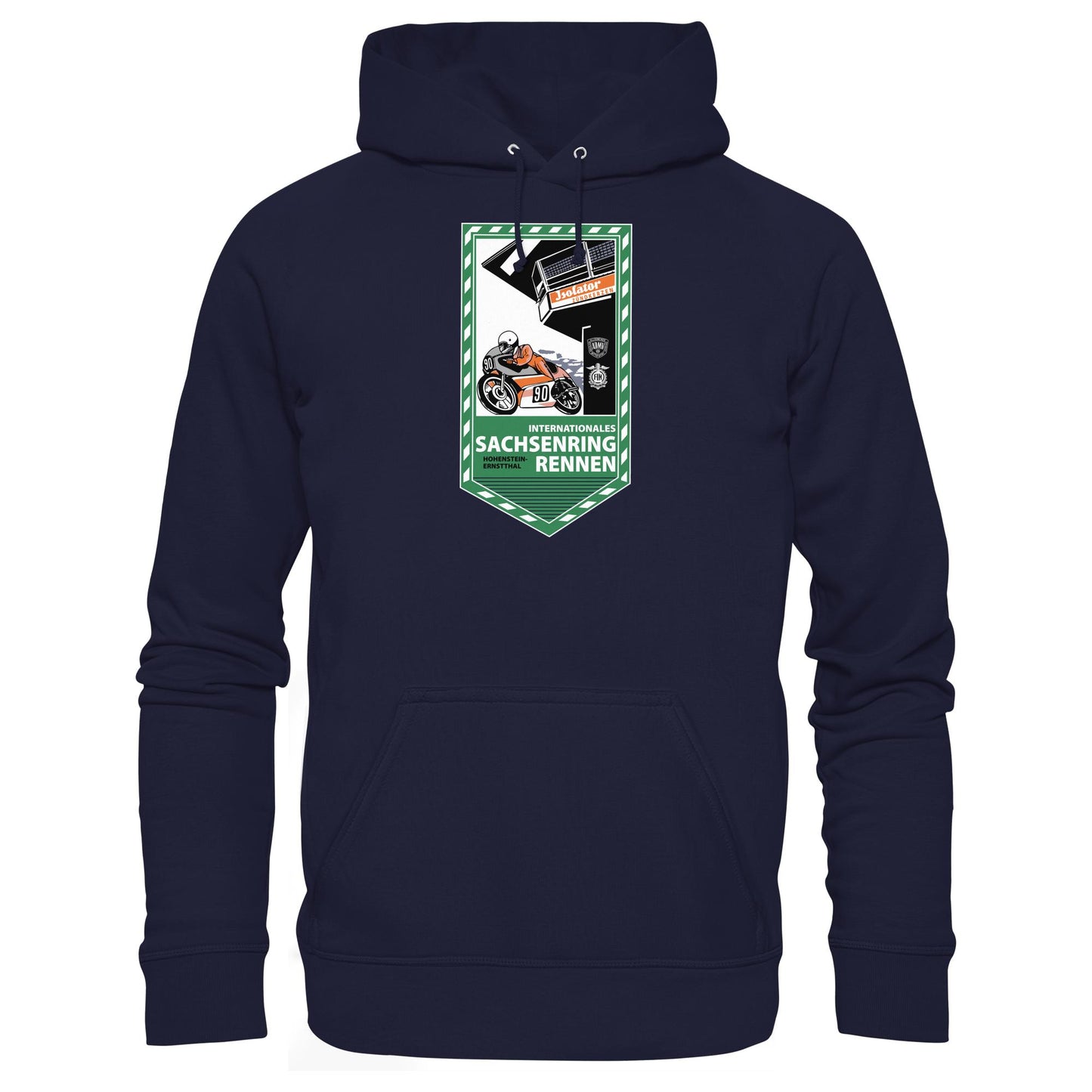 DDR Ostalgie Kapuze / Hoodie Unisex • SACHSENRING-RENNEN ZWICKAU 1990 (ORIGINAL-WIMPEL)