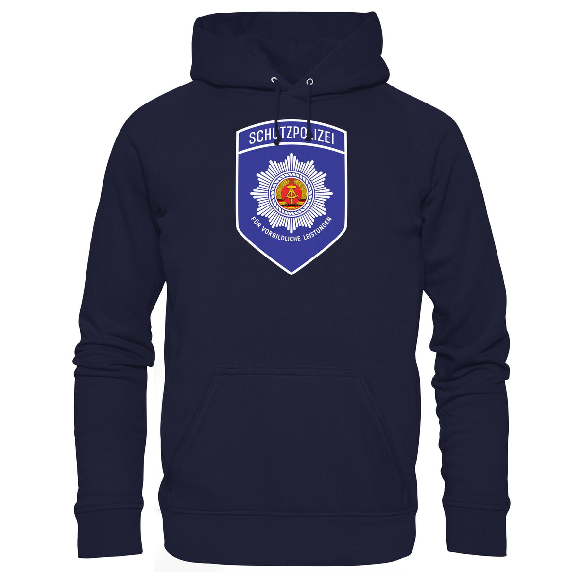 DDR Ostalgie Kapuze / Hoodie Unisex • SCHUTZPOLIZEI - FÜR VORBILDLICHE LEISTUNGEN (ORIGINAL-AUFNÄHER)