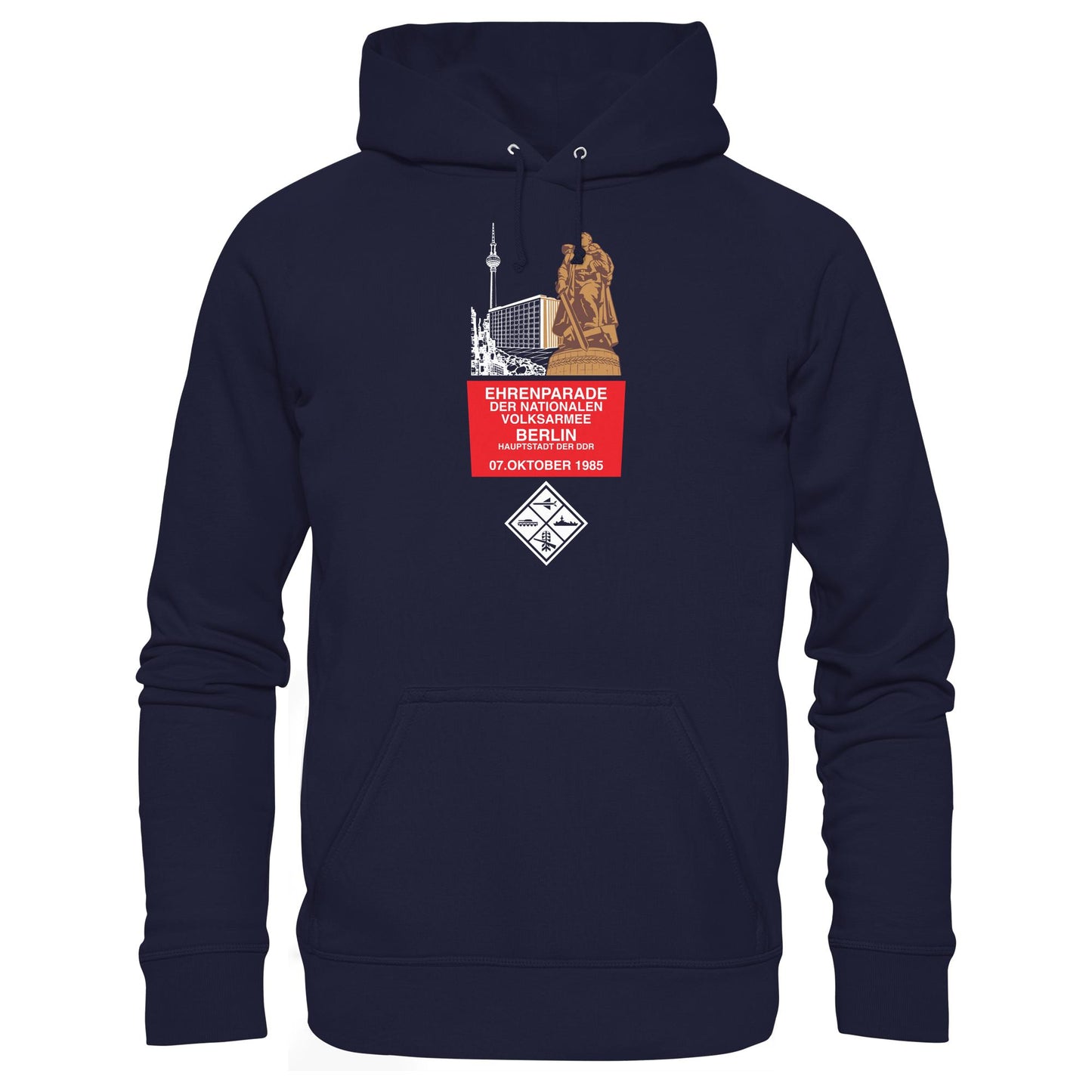 DDR Ostalgie Kapuze / Hoodie Unisex • EHRENPARADE DER NVA, 1985 BERLIN (ORIGINALWIMPEL)