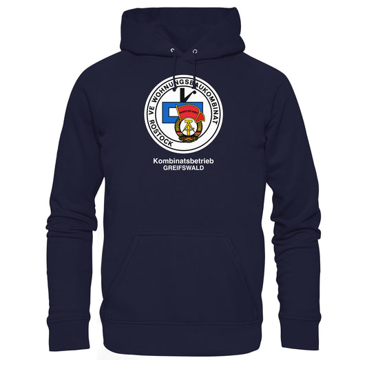 DDR Ostalgie Kapuze / Hoodie Unisex • VE WOHNUNGSBAUKOMBINAT ROSTOCK - GREIFSWALD
