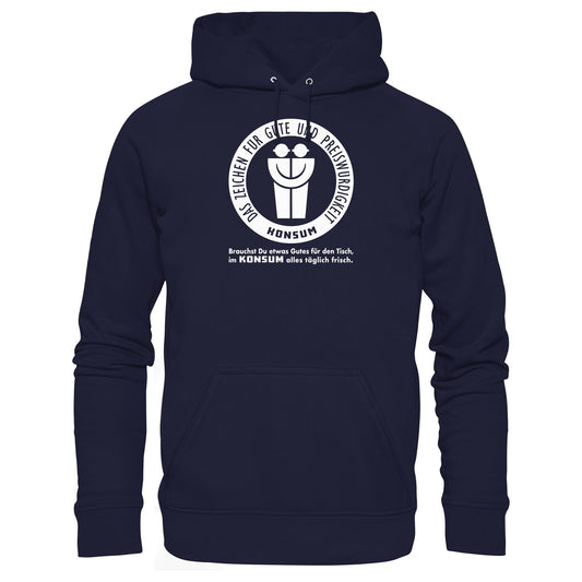 DDR Ostalgie Kapuze / Hoodie Unisex • KONSUM - DAS ZEICHEN FÜR GÜTE UND PREISWÜRDIGKEIT