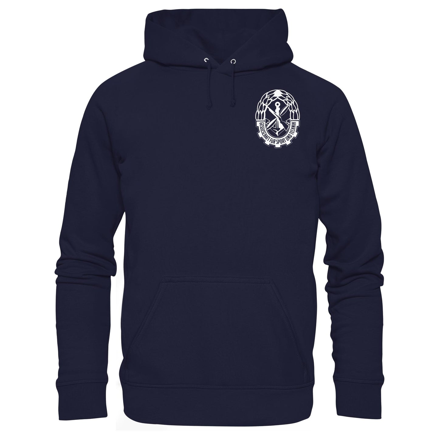 DDR Ostalgie Kapuze / Hoodie Unisex • GST - GESELLSCHAFT FÜR SPORT UND TECHNIK (BRUST EMBLEM)