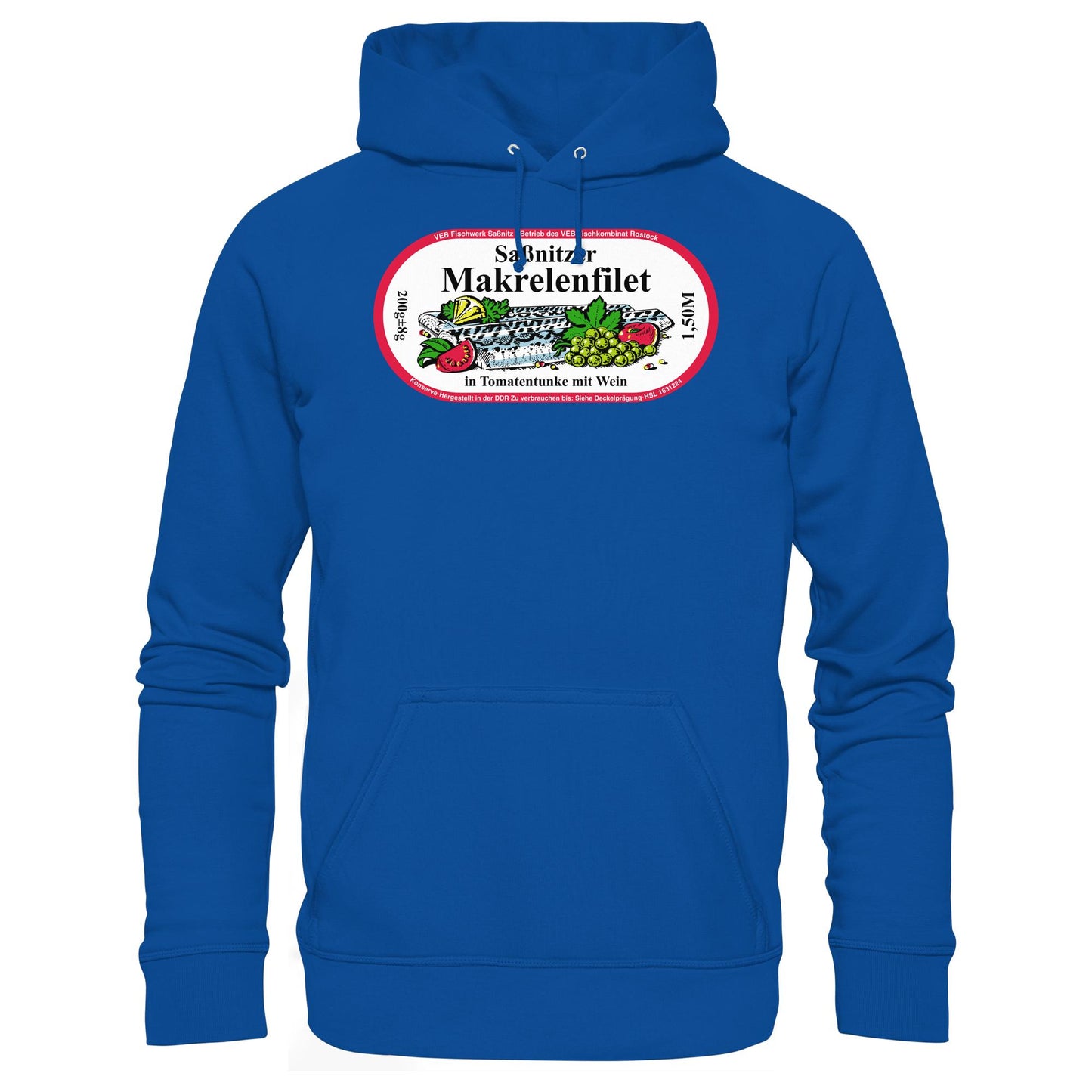 DDR Ostalgie Kapuze / Hoodie Unisex • SASSNITZER MAKRELENFILET - VEB FISCHWERK