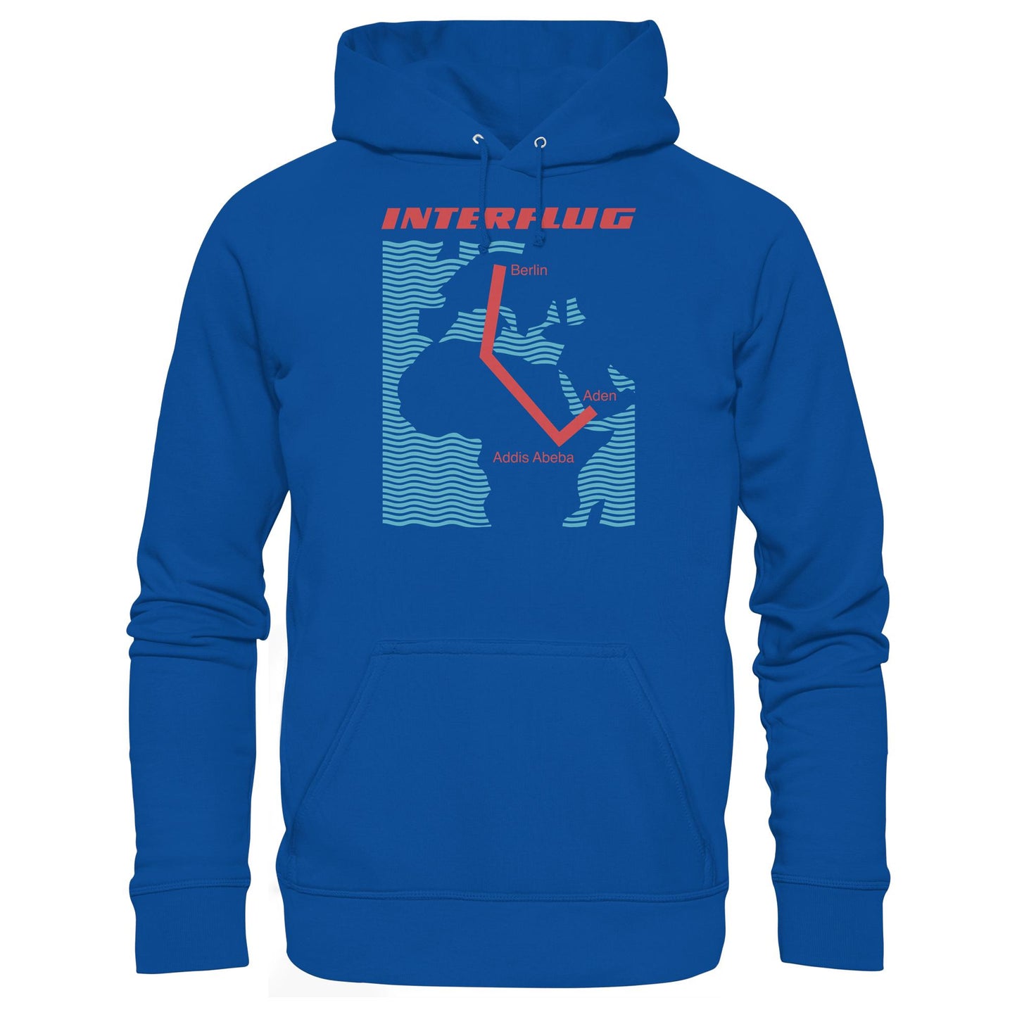 DDR Ostalgie Kapuze / Hoodie Unisex • INTERFLUG BERLIN - ADDIS ABEBA (ORIGINAL SONDERSTEMPEL)