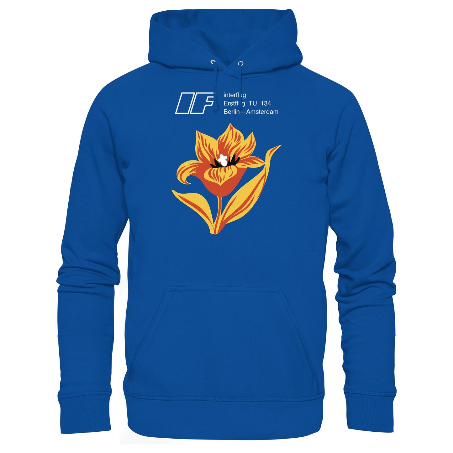 DDR Ostalgie Kapuze / Hoodie Unisex • INTERFLUG BERLIN - AMSTERDAM (ORIGINAL SONDERSTEMPEL)