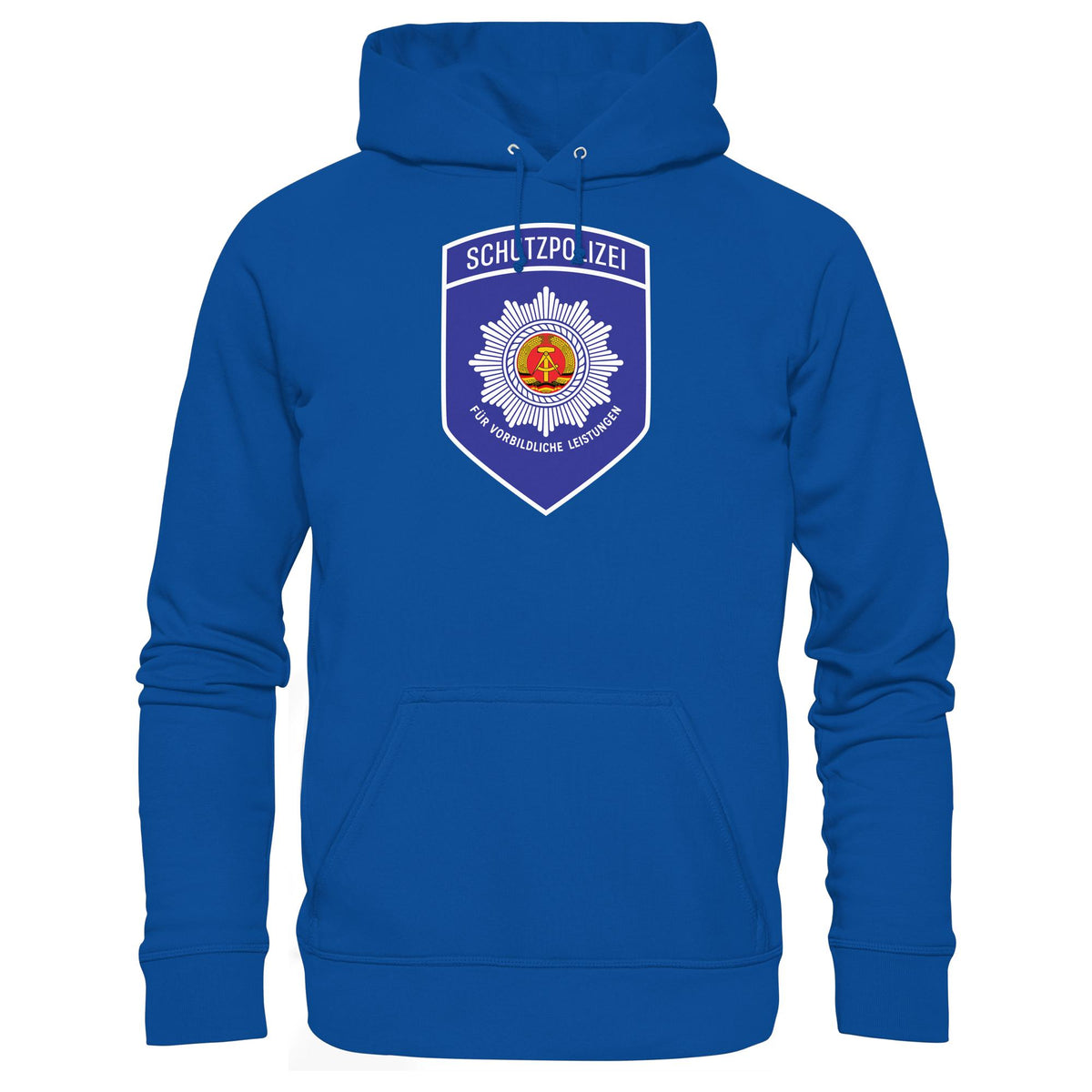 DDR Ostalgie Kapuze / Hoodie Unisex • SCHUTZPOLIZEI - FÜR VORBILDLICHE LEISTUNGEN (ORIGINAL-AUFNÄHER)