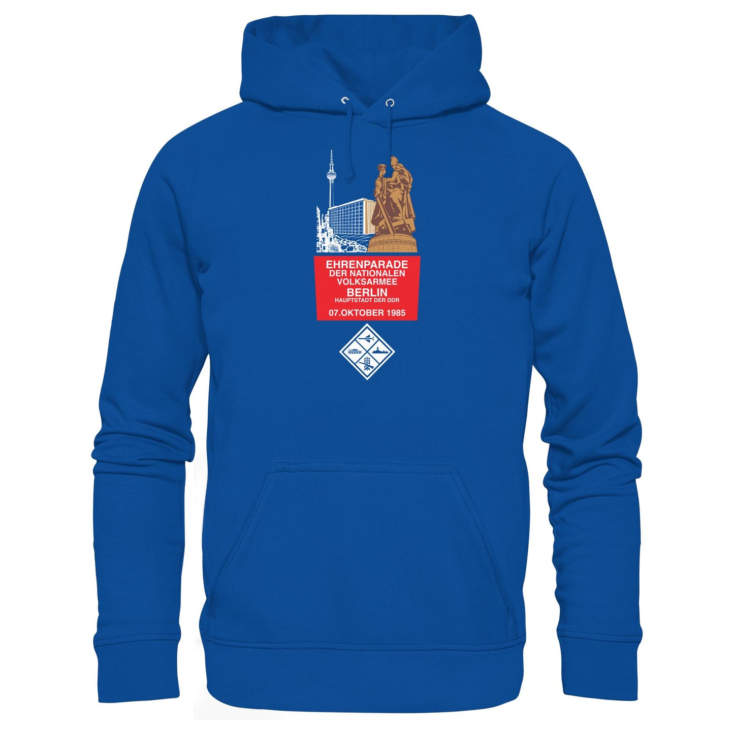 DDR Ostalgie Kapuze / Hoodie Unisex • EHRENPARADE DER NVA, 1985 BERLIN (ORIGINALWIMPEL)