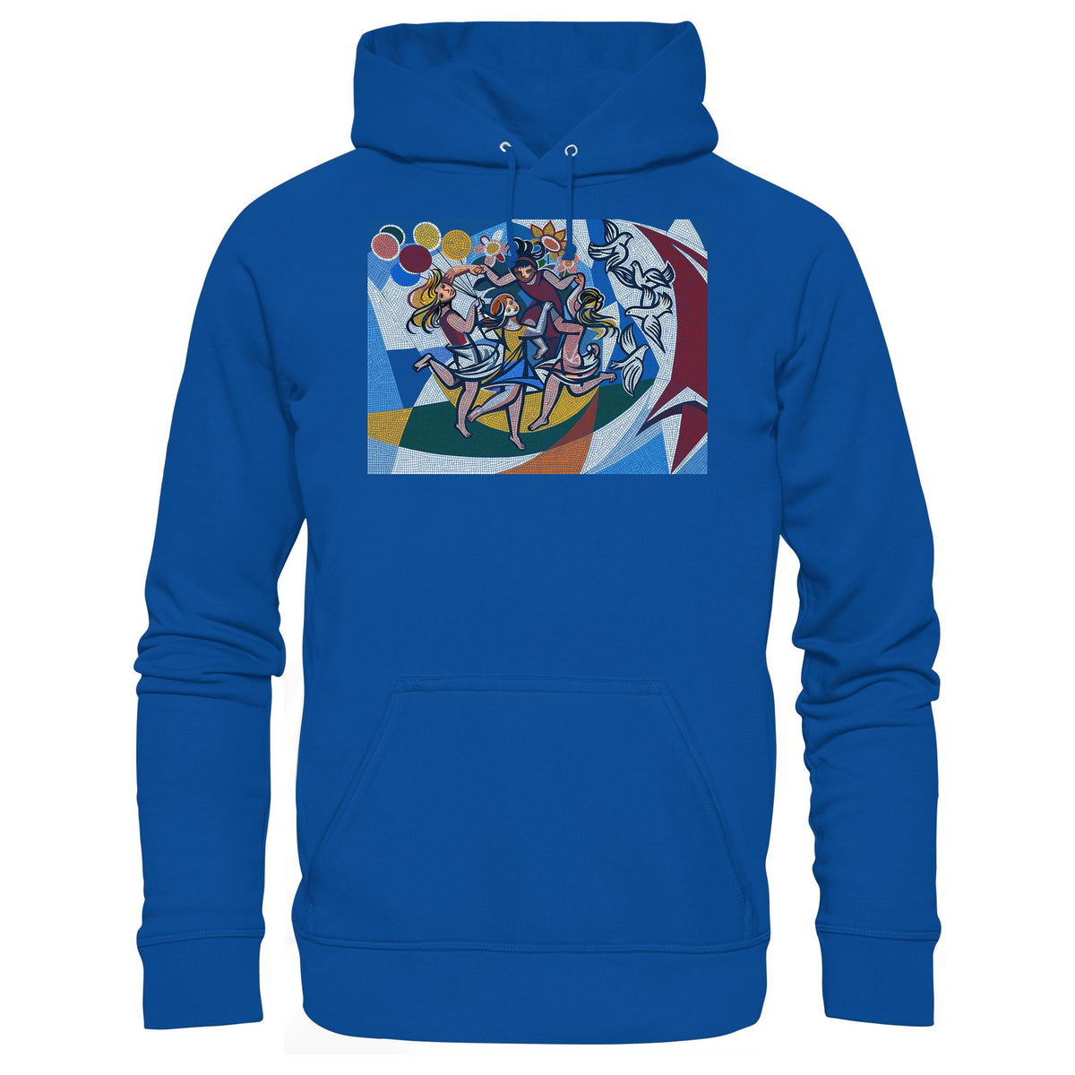 DDR Ostalgie Kapuze / Hoodie Unisex • WALTER WOMACKA - TANZENDE MÄDCHEN MIT FRIEDENSTAUBEN MIT MOSAIK-HINTERGRUND (HAUS DES LEHRERS, 1964)
