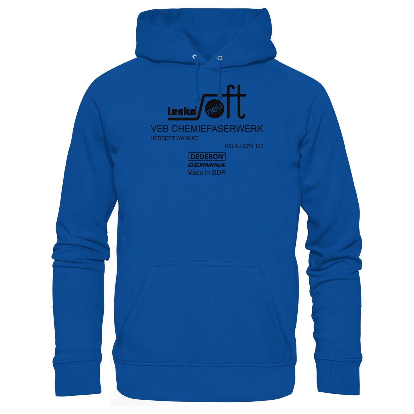 DDR Ostalgie Kapuze / Hoodie Unisex • LESKA VEB CHEMIEFASERWERK HERBERT WARNKE - DEDERON, GERMINA
