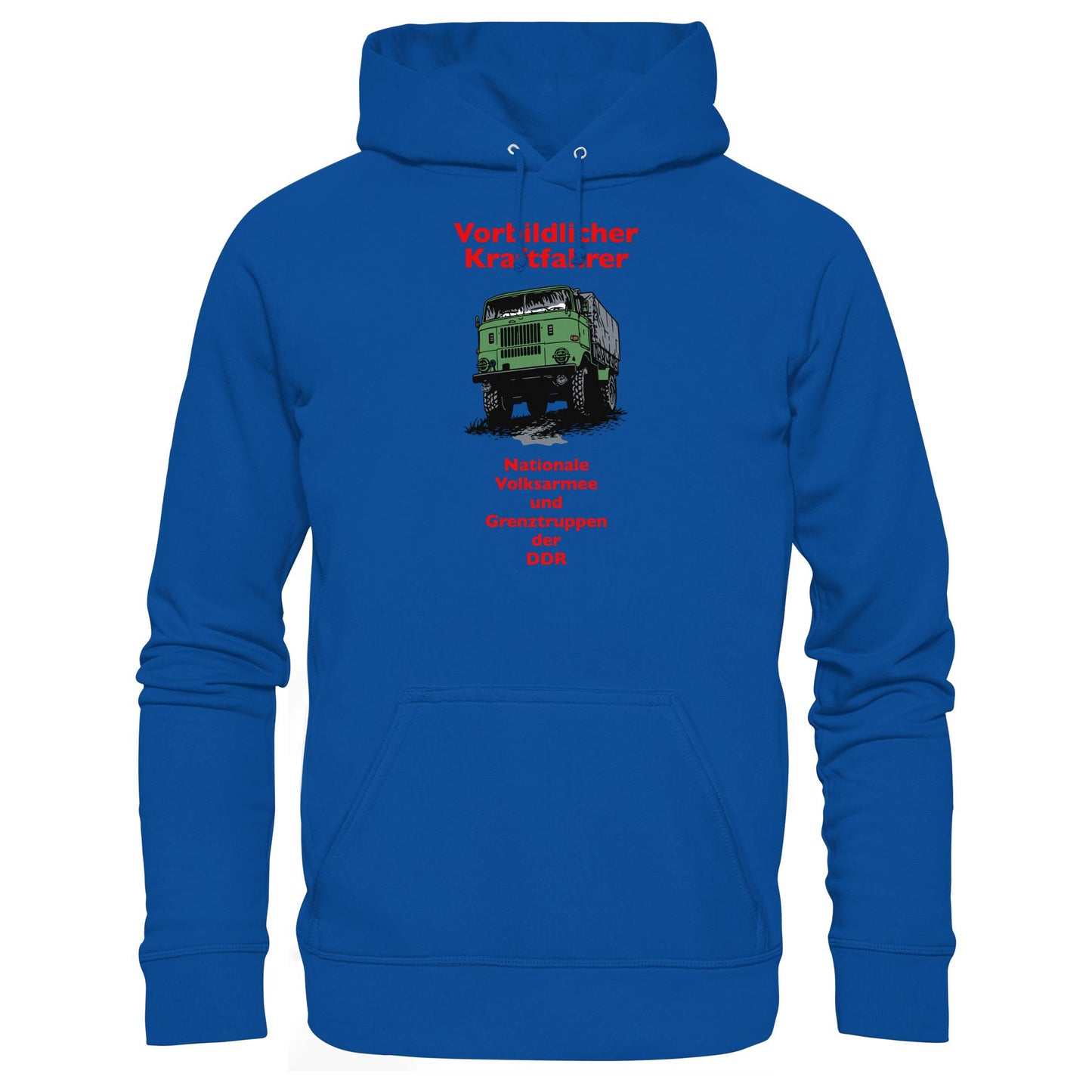 DDR Ostalgie Kapuze / Hoodie Unisex • VORBILDLICHER KRAFTFAHRER, NVA (ORIGINAL WIMPELMOTIV)