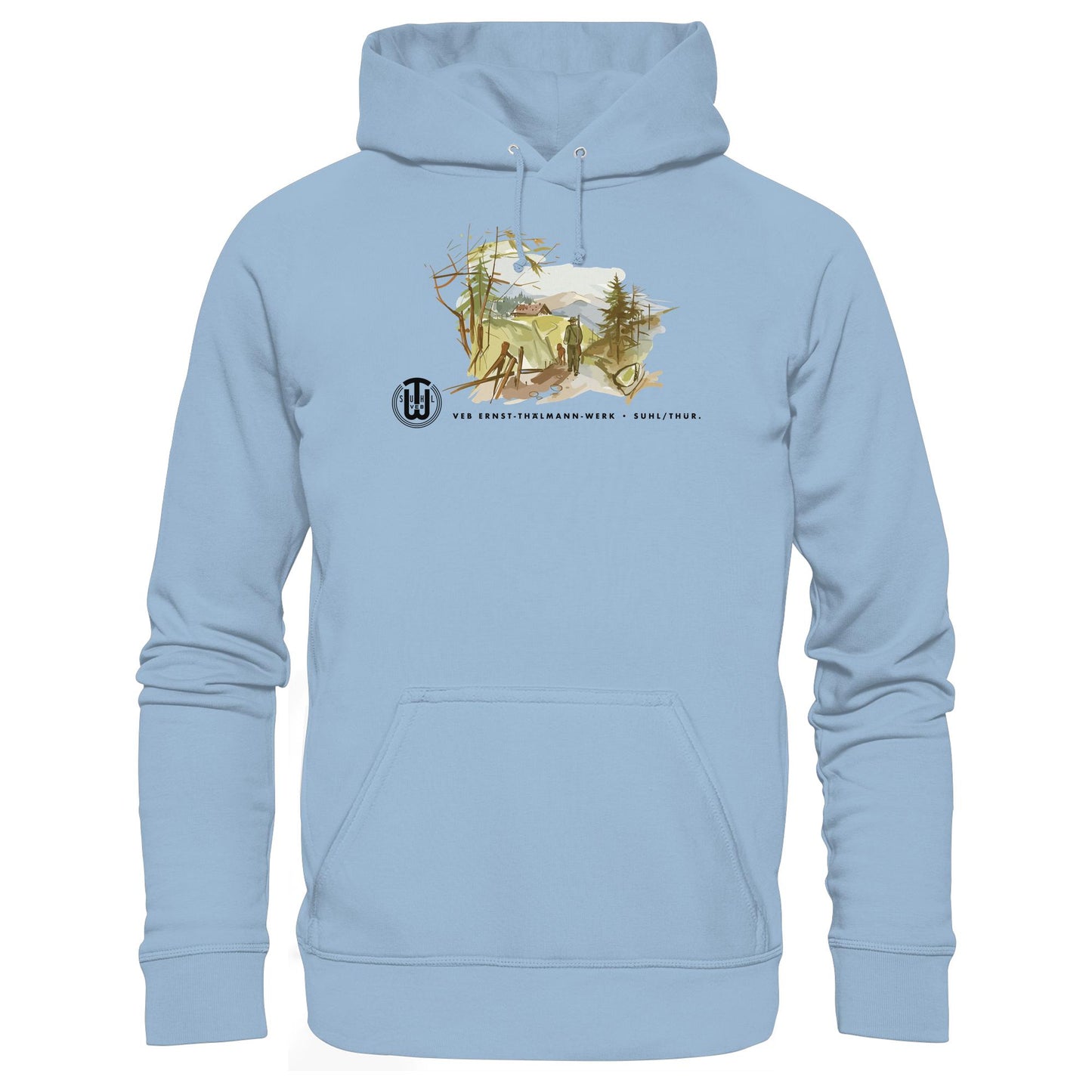 DDR Ostalgie Kapuze / Hoodie Unisex • VEB SUHL ERNST-THÄLMANN-WERK (ORIGINAL-PROSPEKT)