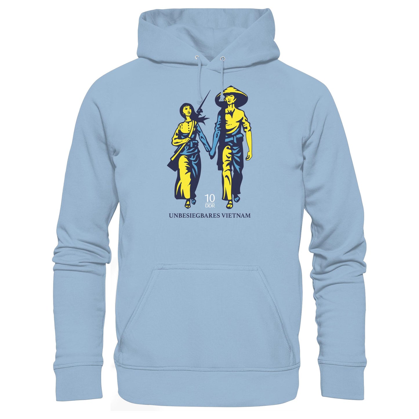 DDR Ostalgie Kapuze / Hoodie Unisex • UNBESIEGBARES VIETNAM (ORIGINAL DDR-BRIEFMARKE)