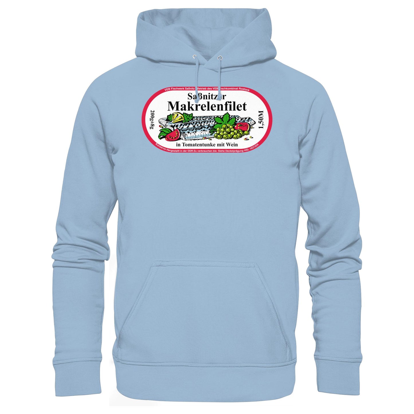 DDR Ostalgie Kapuze / Hoodie Unisex • SASSNITZER MAKRELENFILET - VEB FISCHWERK