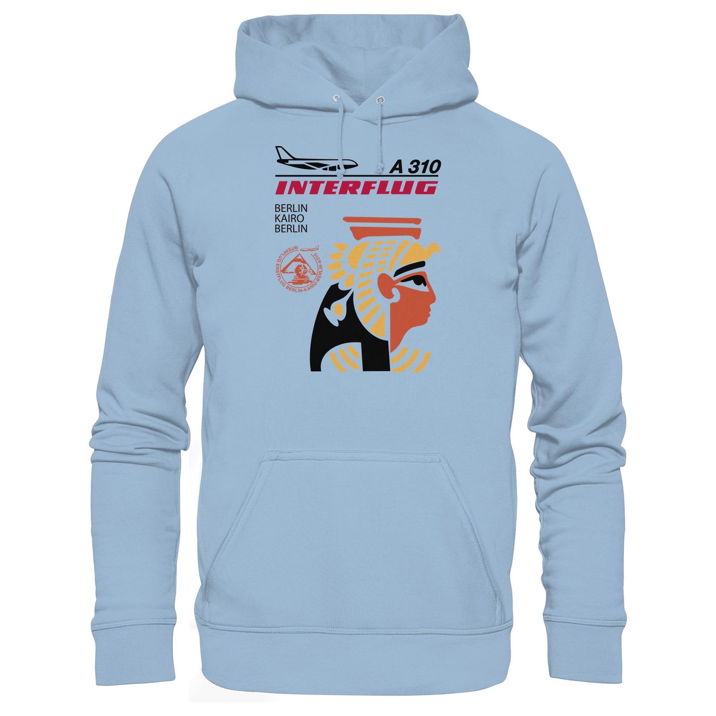 DDR Ostalgie Kapuze / Hoodie Unisex • INTERFLUG BERLIN - KAIRO (ORIGINAL SONDERSTEMPEL)