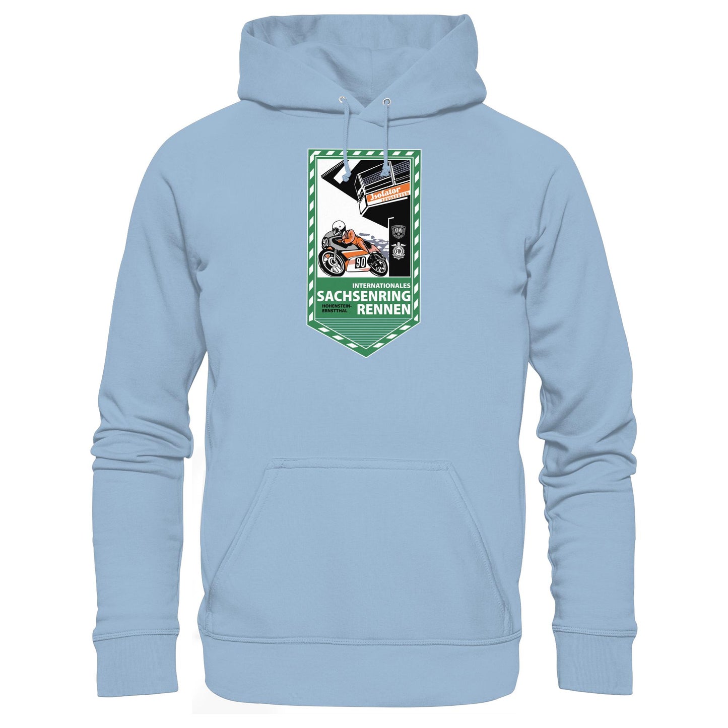 DDR Ostalgie Kapuze / Hoodie Unisex • SACHSENRING-RENNEN ZWICKAU 1990 (ORIGINAL-WIMPEL)