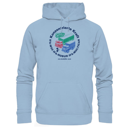 DDR Ostalgie Kapuze / Hoodie Unisex • IFA KONZENTRIERTE KRAFT - W50, ROBUR, MULTICAR (ORIGINAL WIMPELMOTIV)