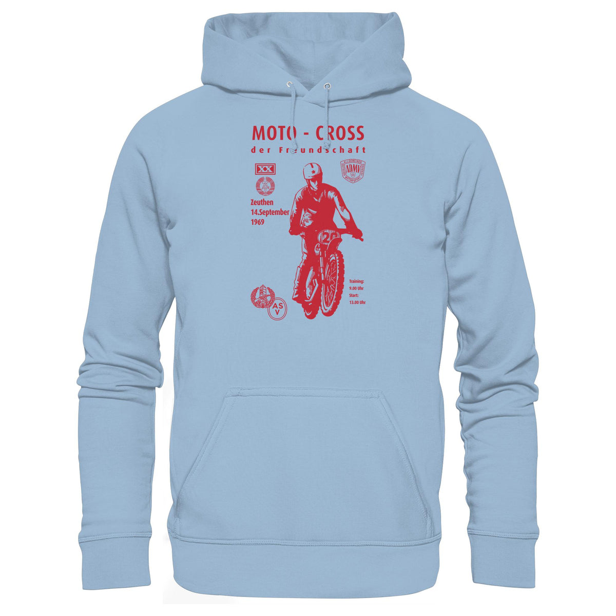 DDR Ostalgie Kapuze / Hoodie Unisex • ASV MOTO-CROSS DER FREUNDSCHAFT, ZEUTHEN 1969