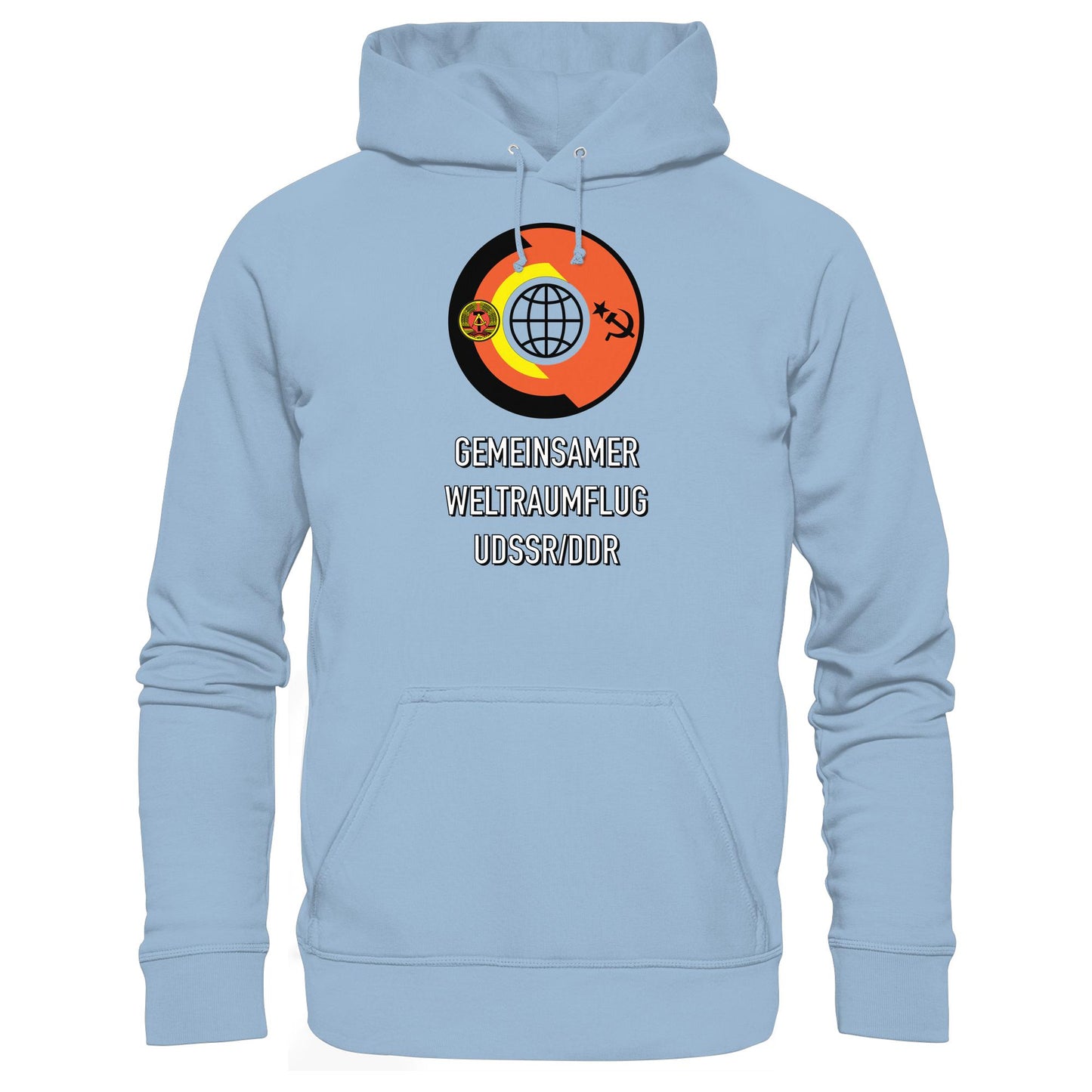 DDR Ostalgie Kapuze / Hoodie Unisex • GEMEINSAMER WELTRAUMFLUG UDSSR-DDR (ORIGINAL WIMPEL)