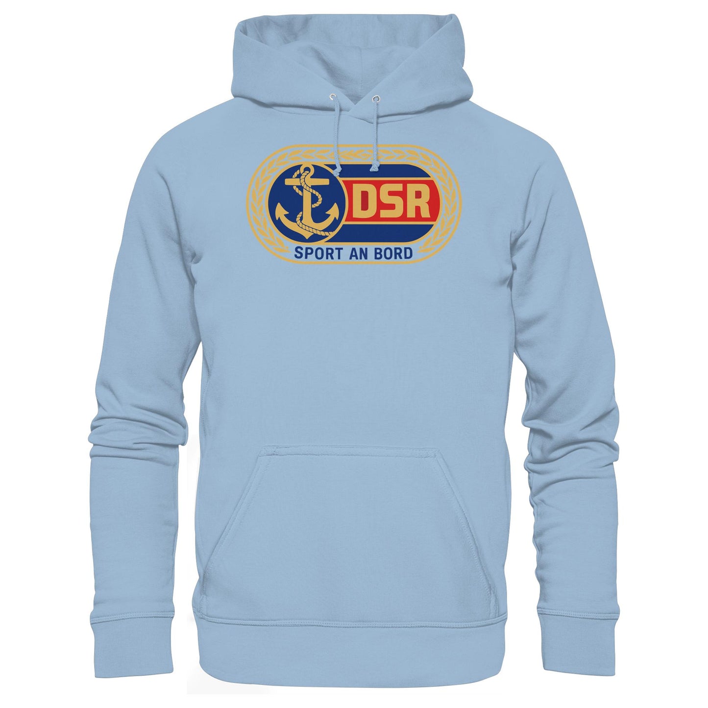 DDR Ostalgie Kapuze / Hoodie Unisex • DSR - SPORT AN BORD (ORIGINAL ANSTECKER)