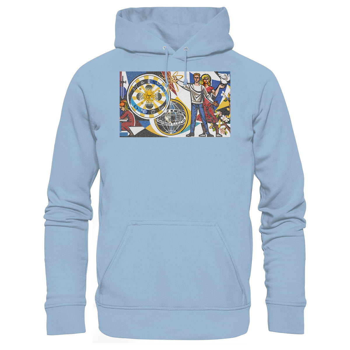 DDR Ostalgie Kapuze / Hoodie Unisex • WALTER WOMACKA - JUNGES PAAR MIT FRIEDENSTAUBE (MOSAIK HAUS DES LEHRERS, 1964)