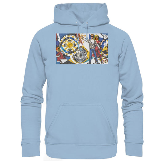DDR Ostalgie Kapuze / Hoodie Unisex • WALTER WOMACKA - JUNGES PAAR MIT FRIEDENSTAUBE (MOSAIK HAUS DES LEHRERS, 1964)