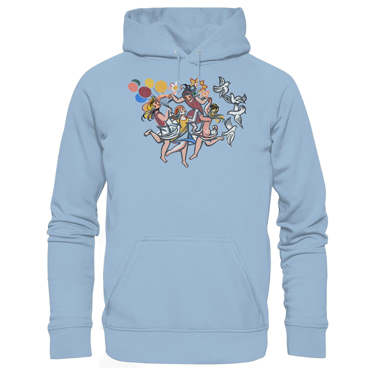 DDR Ostalgie Kapuze / Hoodie Unisex • WALTER WOMACKA - TANZENDE MÄDCHEN MIT FRIEDENSTAUBEN (MOSAIK HAUS DES LEHRERS, 1964)