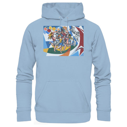DDR Ostalgie Kapuze / Hoodie Unisex • WALTER WOMACKA - TANZENDE MÄDCHEN MIT FRIEDENSTAUBEN MIT MOSAIK-HINTERGRUND (HAUS DES LEHRERS, 1964)