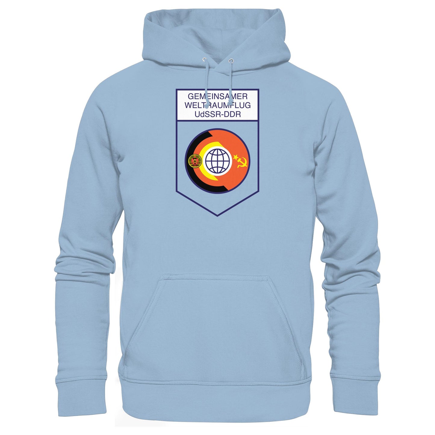 DDR Ostalgie Kapuze / Hoodie Unisex • GEMEINSAMER WELTRAUMFLUG UDSSR-DDR (ORIGINAL WIMPEL)