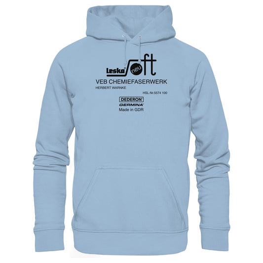 DDR Ostalgie Kapuze / Hoodie Unisex • LESKA VEB CHEMIEFASERWERK HERBERT WARNKE - DEDERON, GERMINA