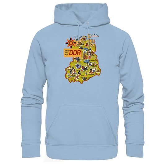 DDR Ostalgie Kapuze / Hoodie Unisex • GRUSS AUS DER DDR (ORIGINAL POSTKARTE)