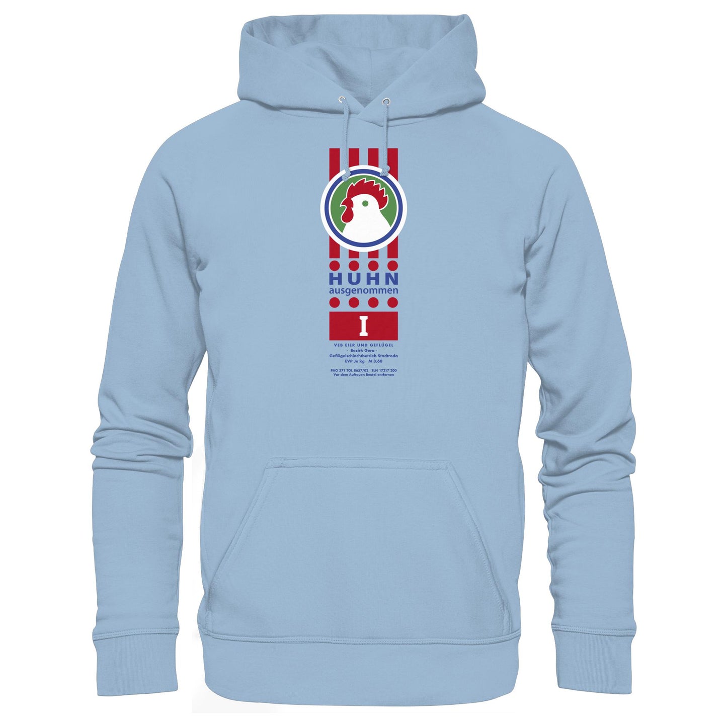 DDR Ostalgie Kapuze / Hoodie Unisex • HUHN AUSGENOMMEN - VEB EIER UND GEFLÜGEL GERA