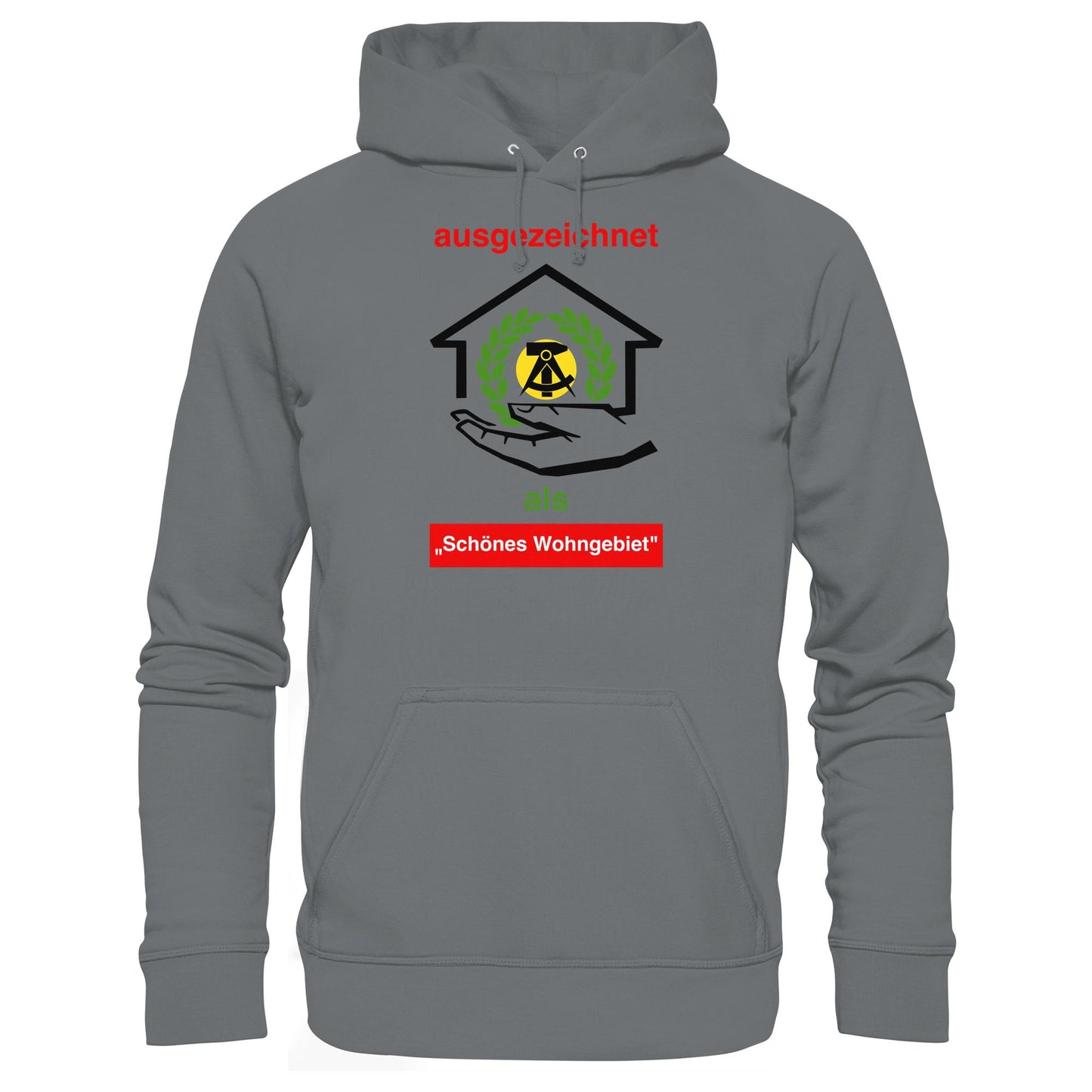 DDR Ostalgie Kapuze / Hoodie Unisex • AUSZEICHNUNG SCHÖNES WOHNGEBIET (ORIGINAL SCHILD)