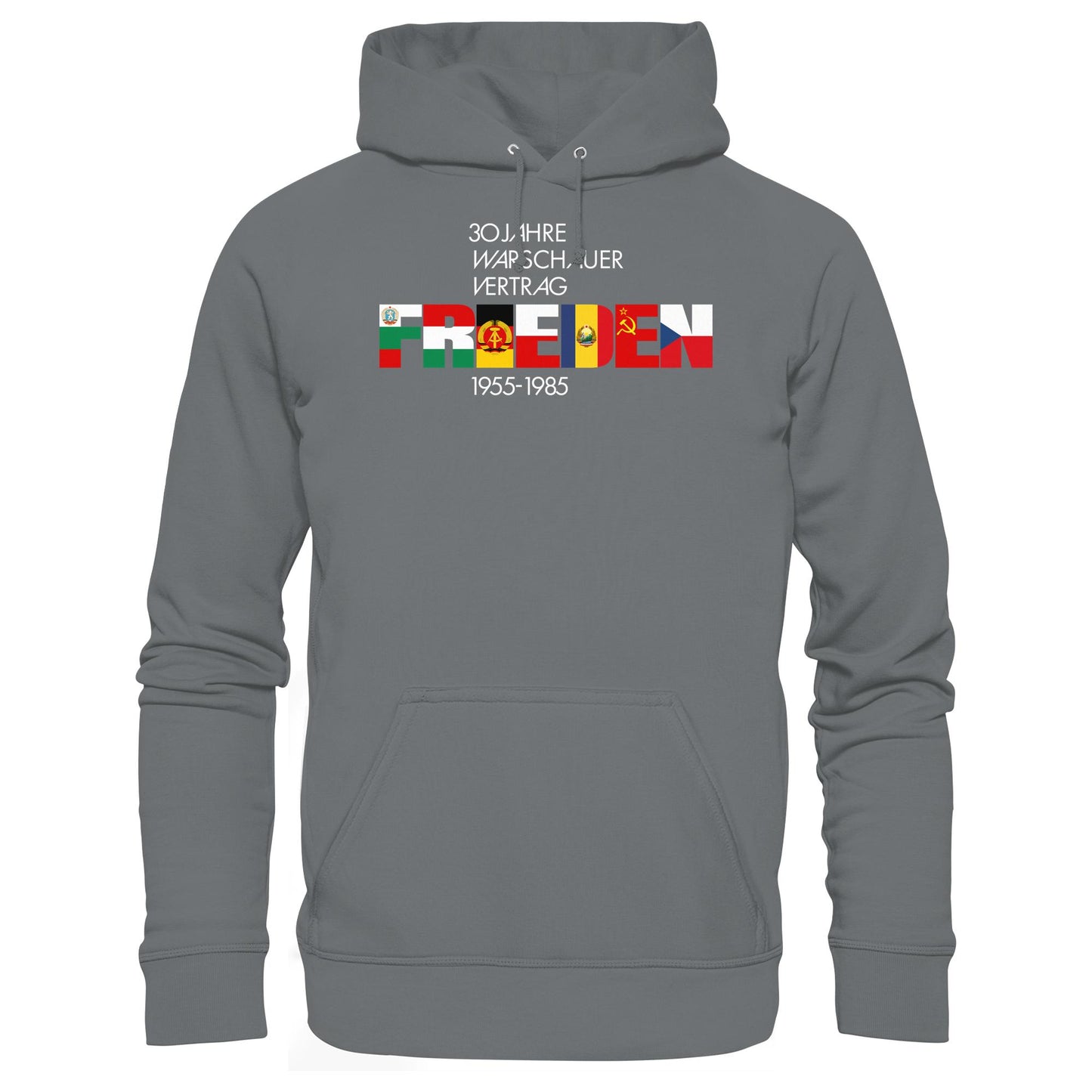 DDR Ostalgie Kapuze / Hoodie Unisex • FRIEDEN - 30 JAHRE WARSCHAUER VERTRAG (DDR-BRIEFMARKE)