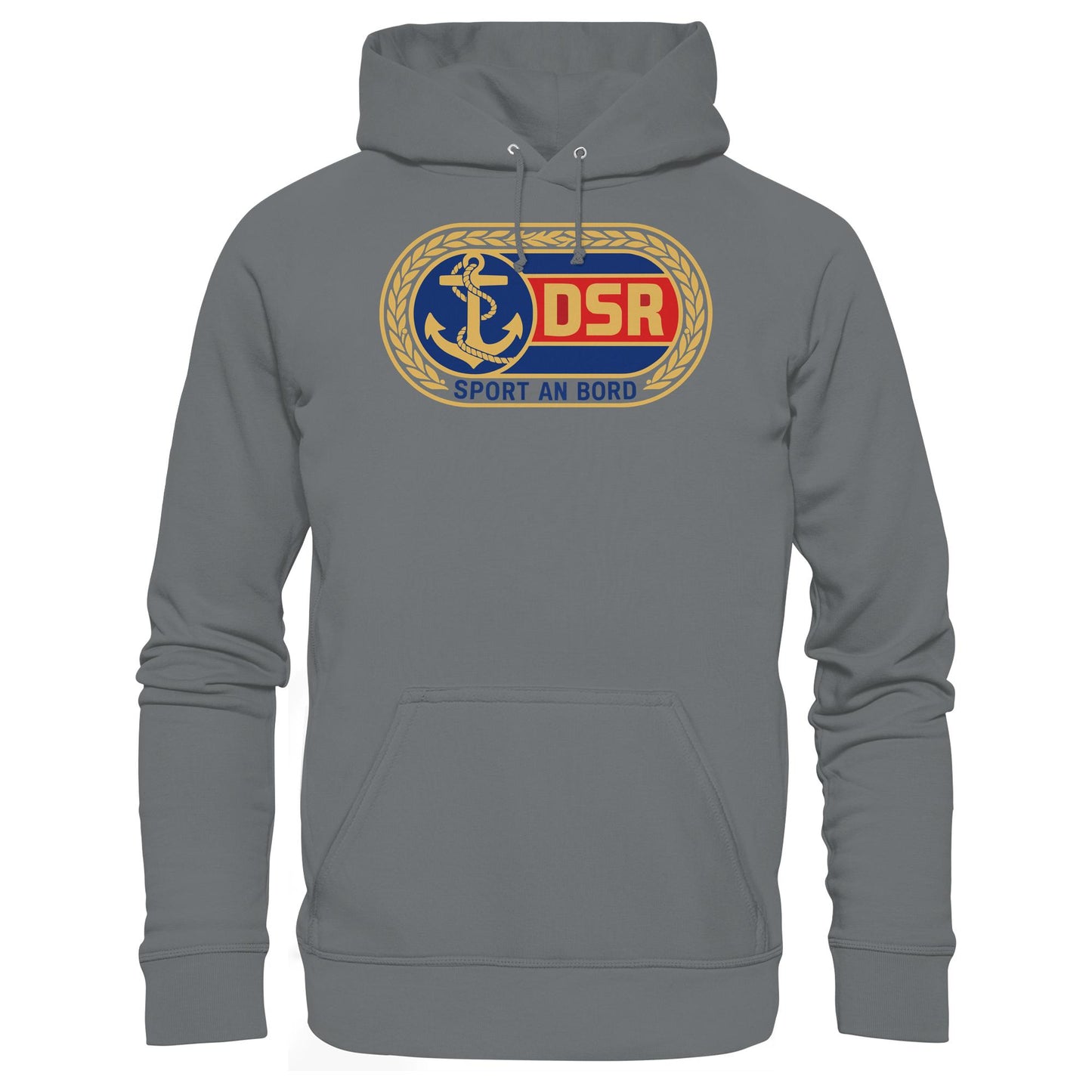 DDR Ostalgie Kapuze / Hoodie Unisex • DSR - SPORT AN BORD (ORIGINAL ANSTECKER)
