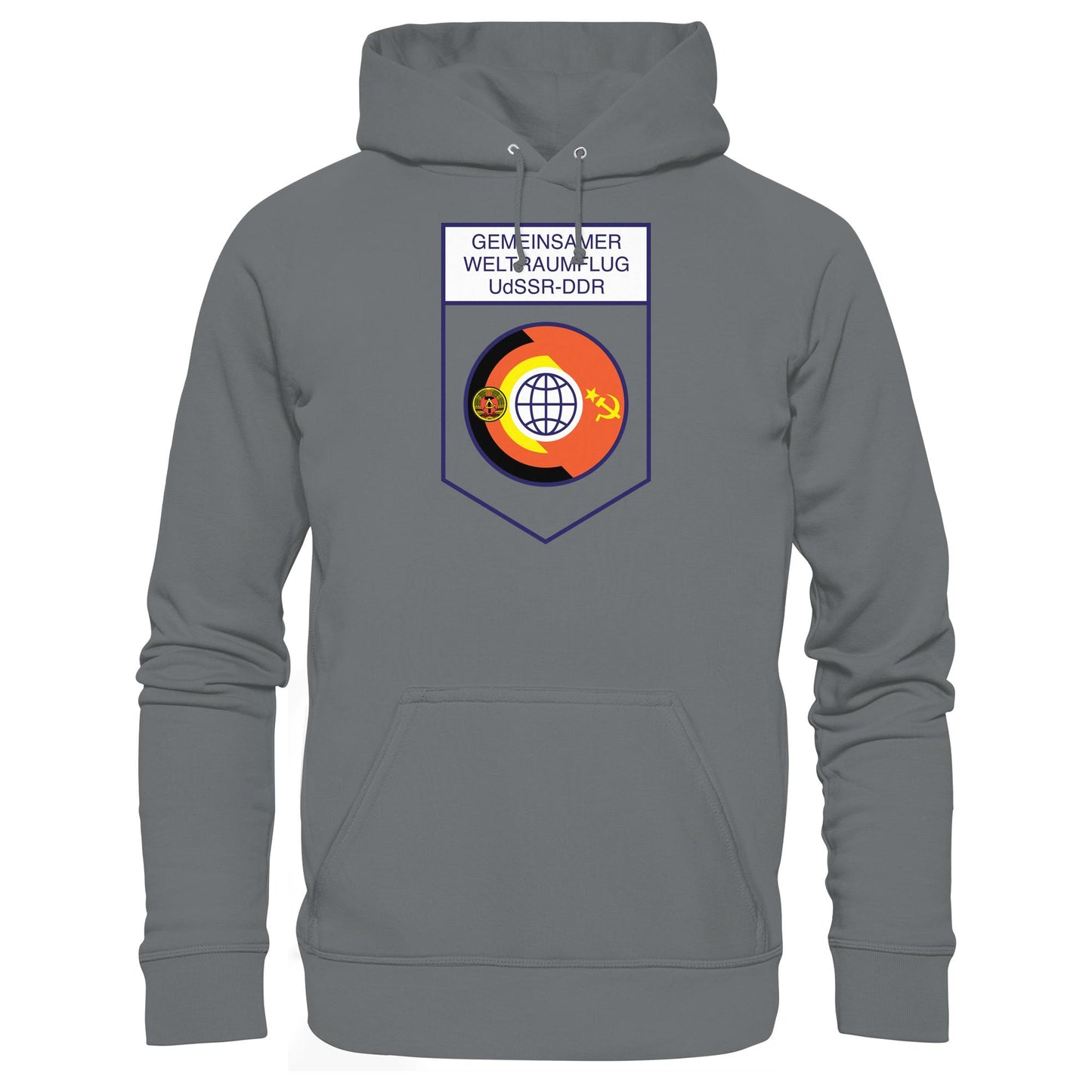 DDR Ostalgie Kapuze / Hoodie Unisex • GEMEINSAMER WELTRAUMFLUG UDSSR-DDR (ORIGINAL WIMPEL)