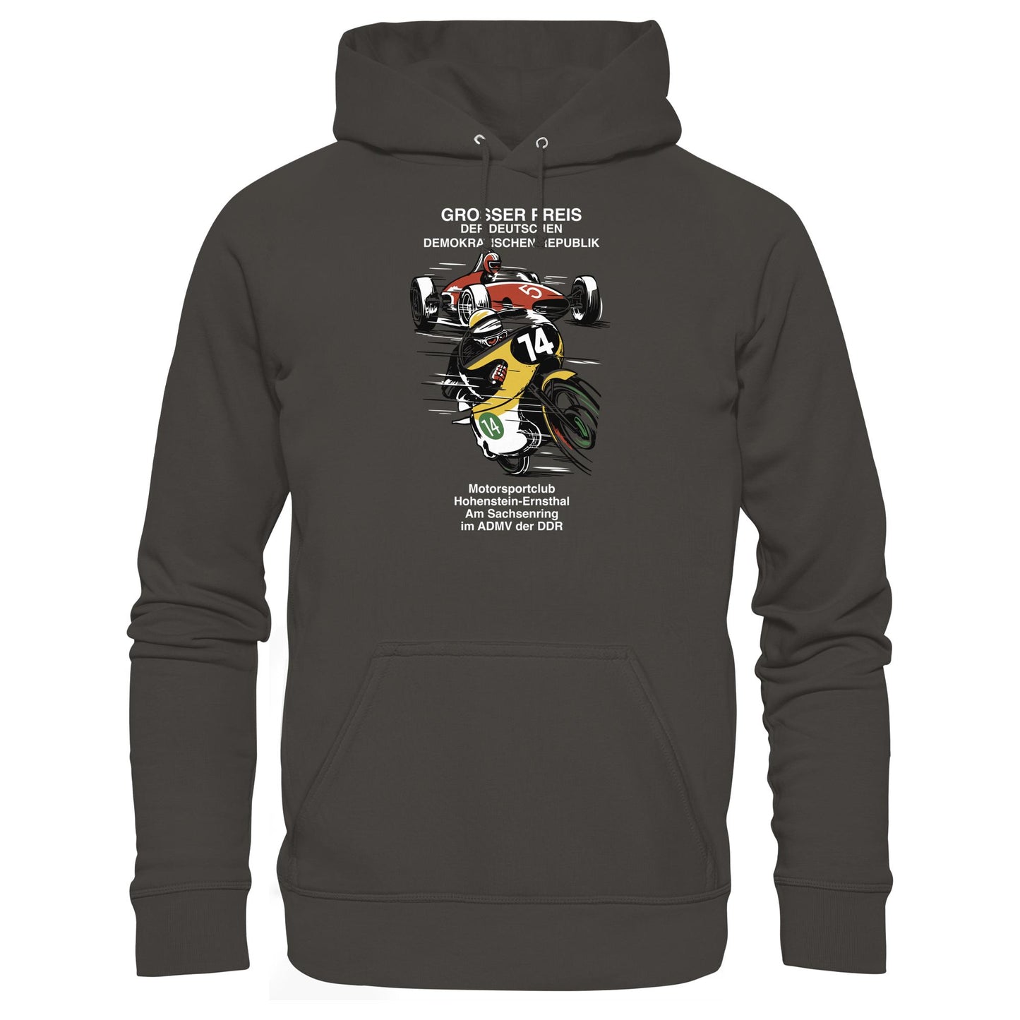 DDR Ostalgie Kapuze / Hoodie Unisex • MOTORSPORT HOHENSTEIN-ERNSTHAL - GROSSER PREIS DER DDR