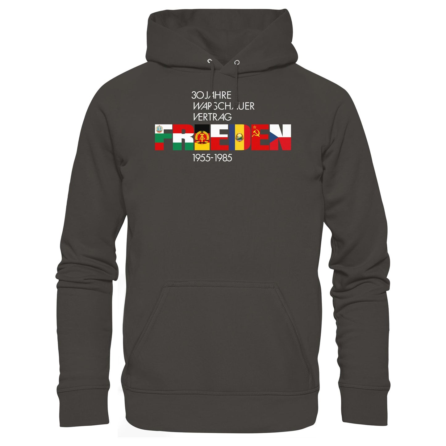 DDR Ostalgie Kapuze / Hoodie Unisex • FRIEDEN - 30 JAHRE WARSCHAUER VERTRAG (DDR-BRIEFMARKE)