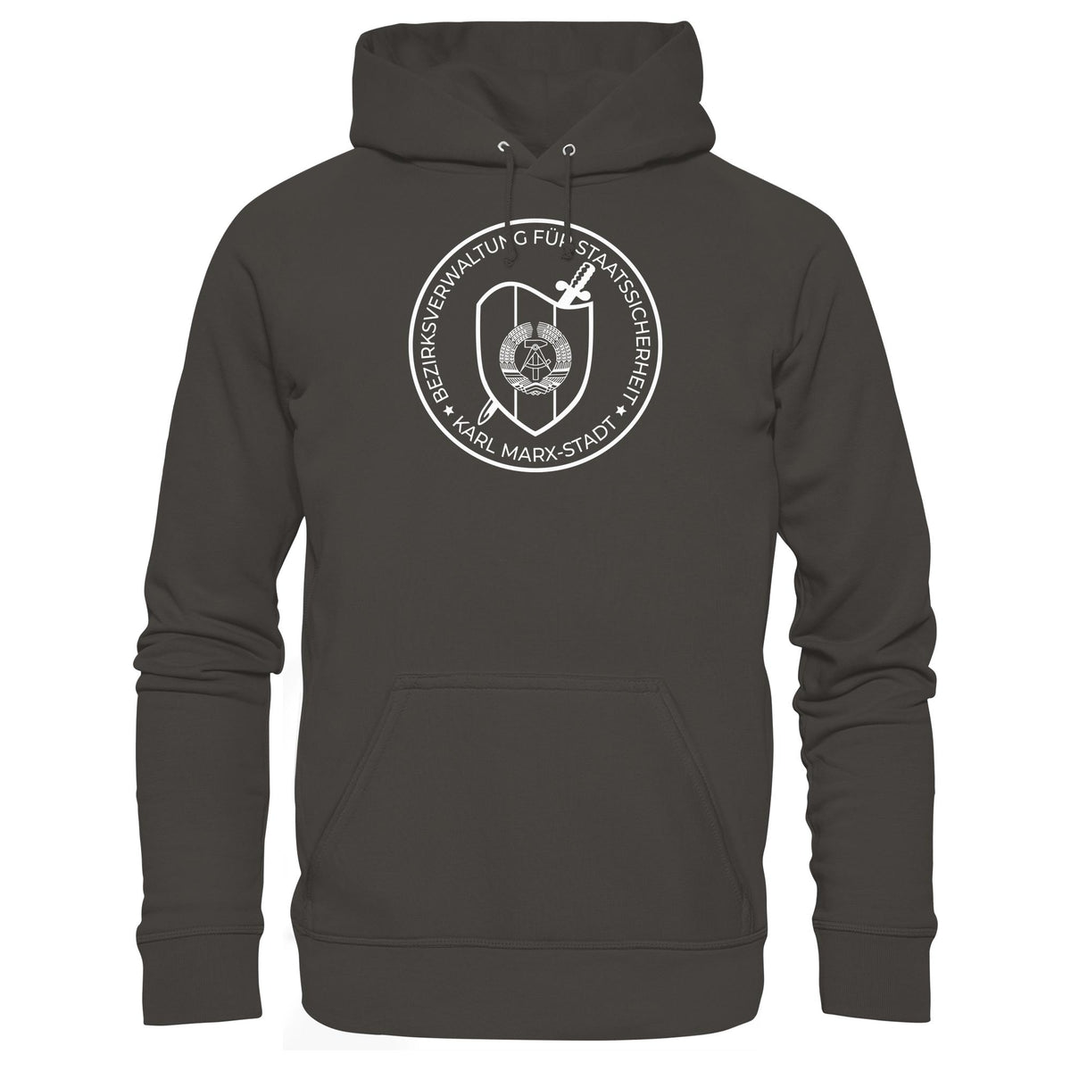 DDR Ostalgie Kapuze / Hoodie Unisex • BEZIRKSVERWALTUNG STAATSSICHERHEIT KARL MARX STADT