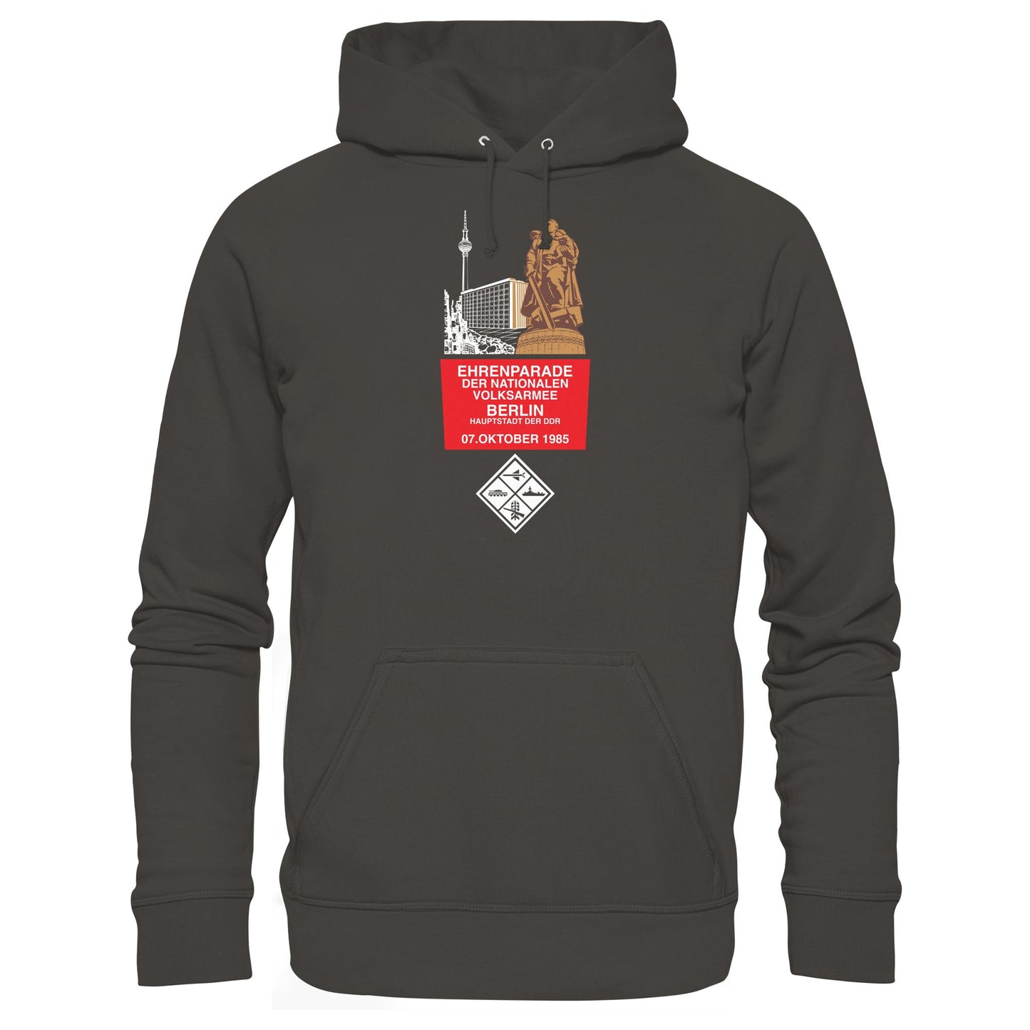 DDR Ostalgie Kapuze / Hoodie Unisex • EHRENPARADE DER NVA, 1985 BERLIN (ORIGINALWIMPEL)