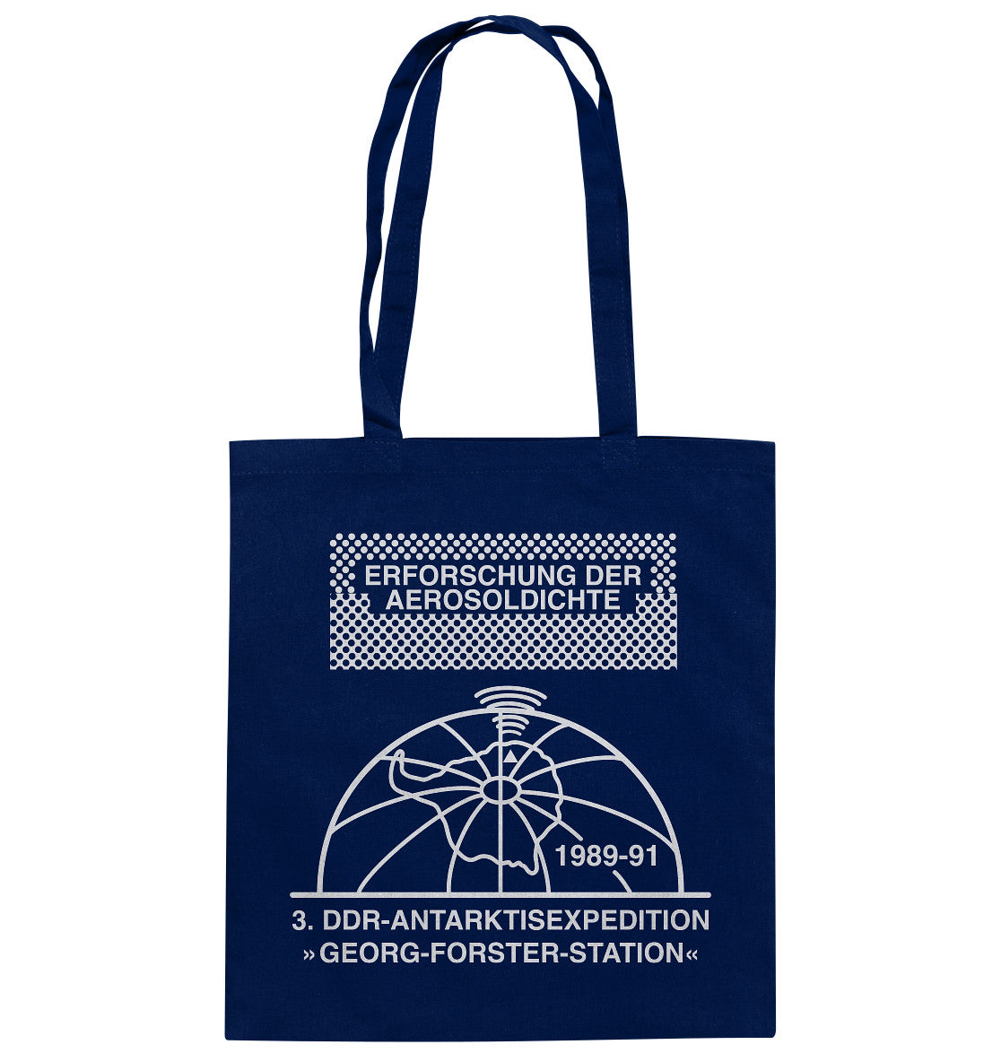 DDR Ostalgie Baumwolltasche • ANTARKTISEXPEDITION, ERFORSCHUNG DER AEROSOLDICHTE, 1989-1991