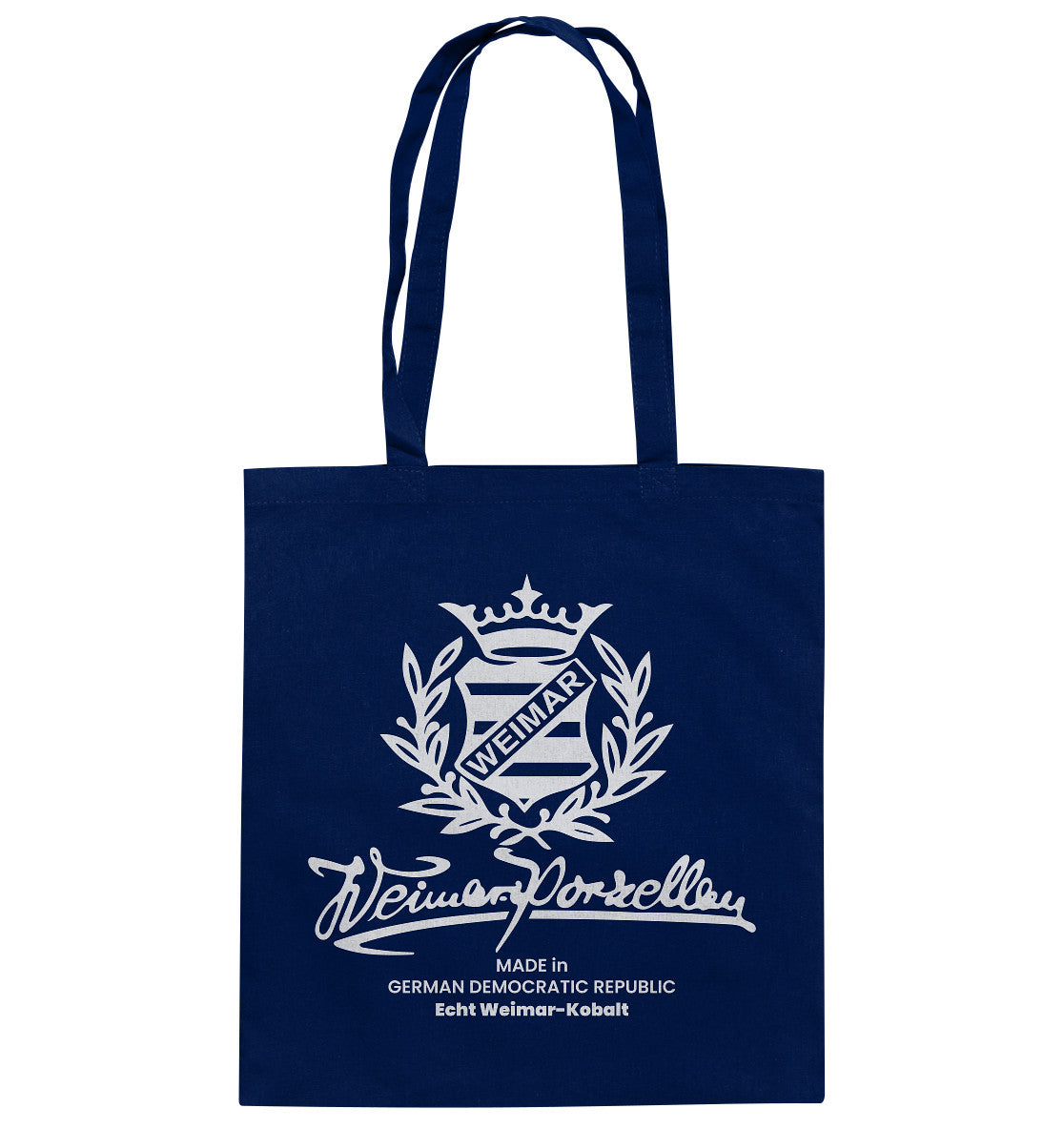 DDR Ostalgie Baumwolltasche • WEIMAR-PORZELLAN BLANKENHAIN monochrom