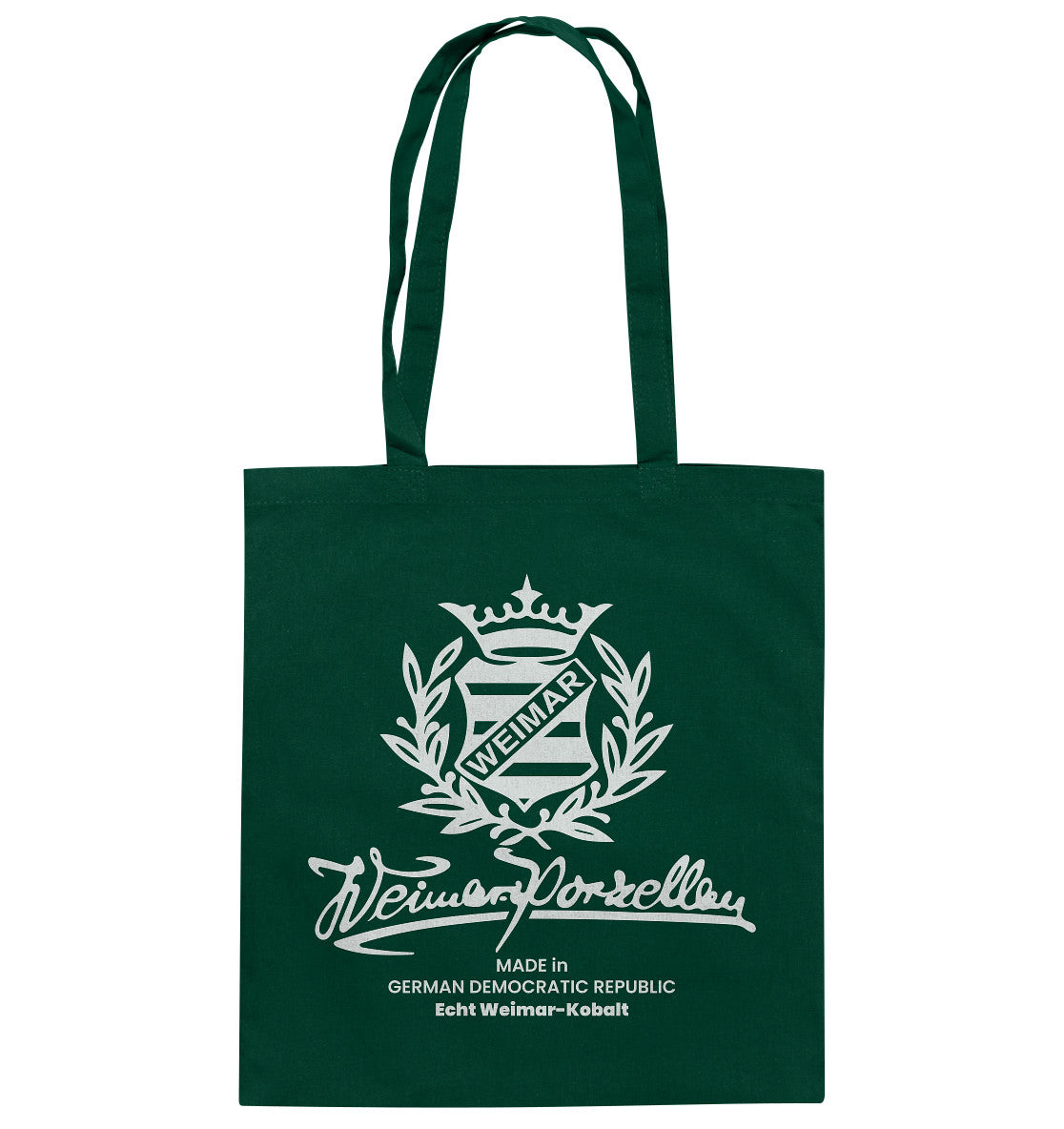 DDR Ostalgie Baumwolltasche • WEIMAR-PORZELLAN BLANKENHAIN monochrom