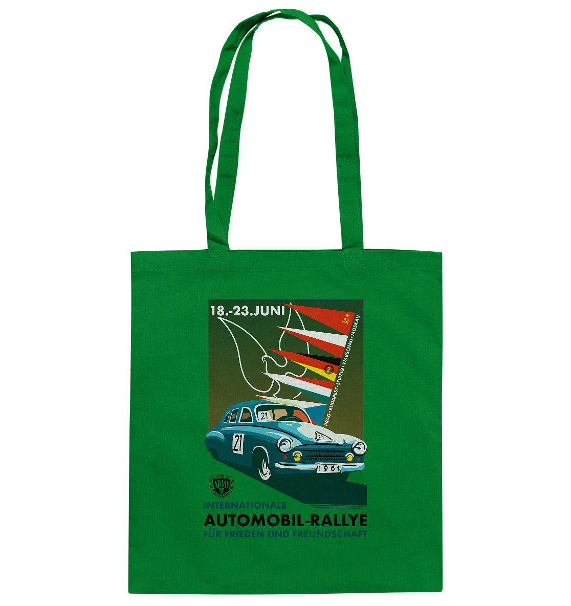 DDR Ostalgie Baumwolltasche • INTERNATIONALE RALLYE WARTBURG 1961 (ORIGINAL-PLAKAT)