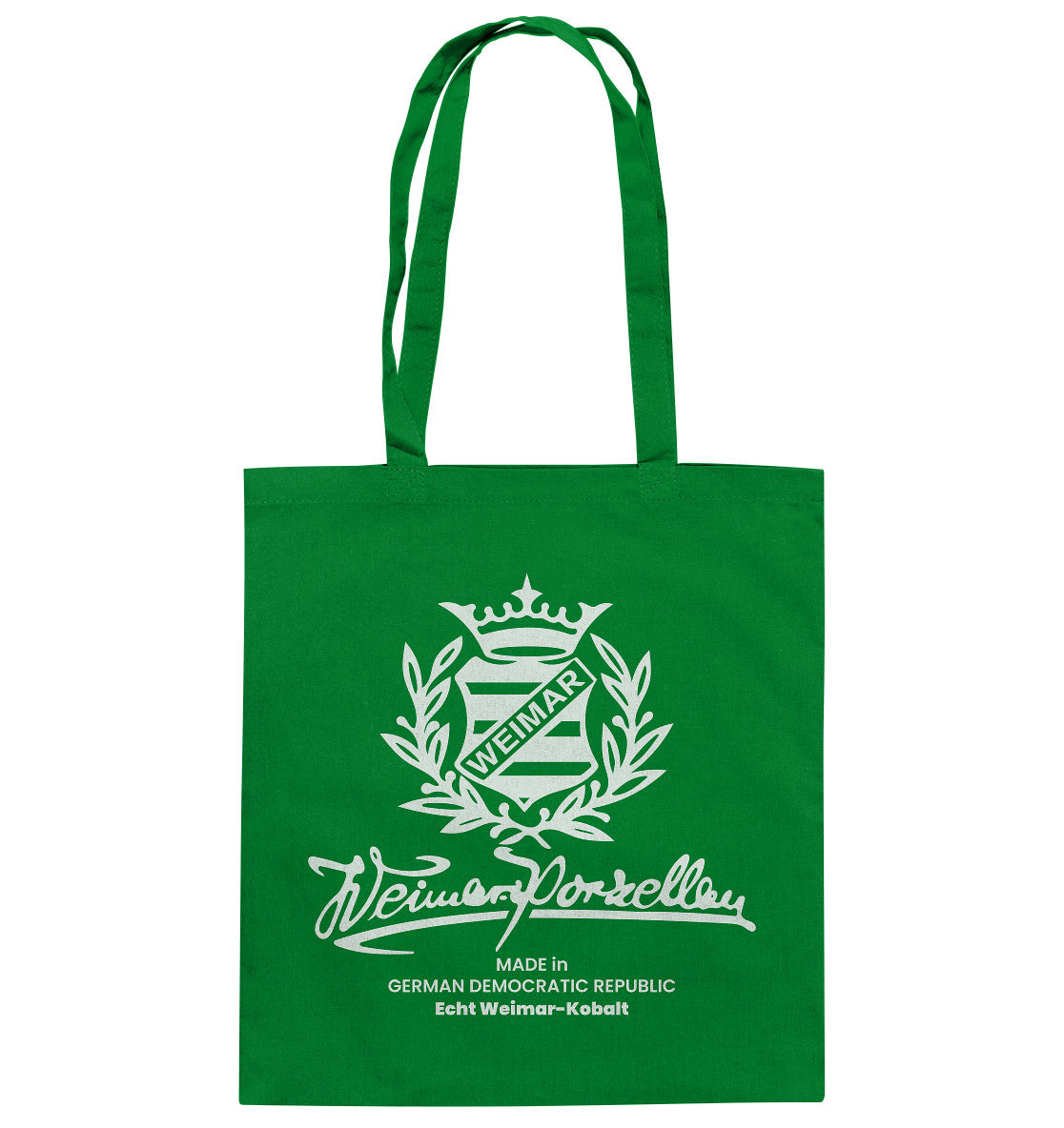 DDR Ostalgie Baumwolltasche • WEIMAR-PORZELLAN BLANKENHAIN monochrom