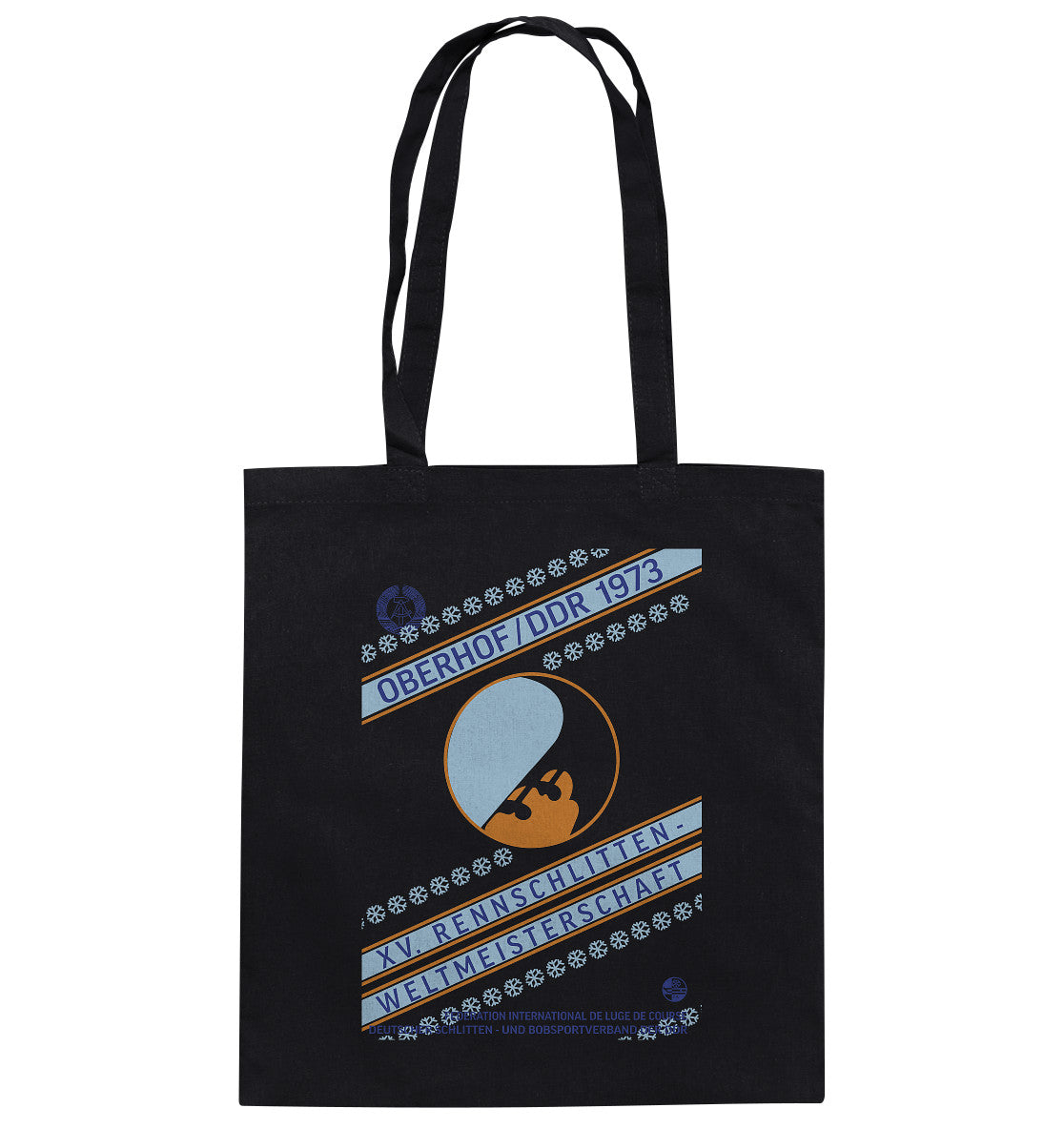 DDR Ostalgie Baumwolltasche • 15. RENNSCHLITTEN-WM OBERHOF, DDR 1973