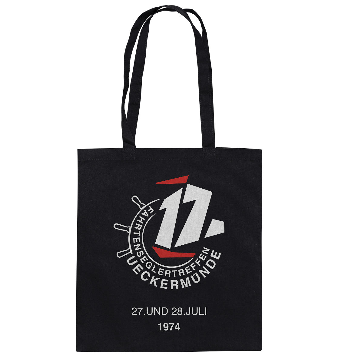 DDR Ostalgie Baumwolltasche • FAHRTENSEGLERTREFFEN UCKERMÜNDE 1974 - dunkel